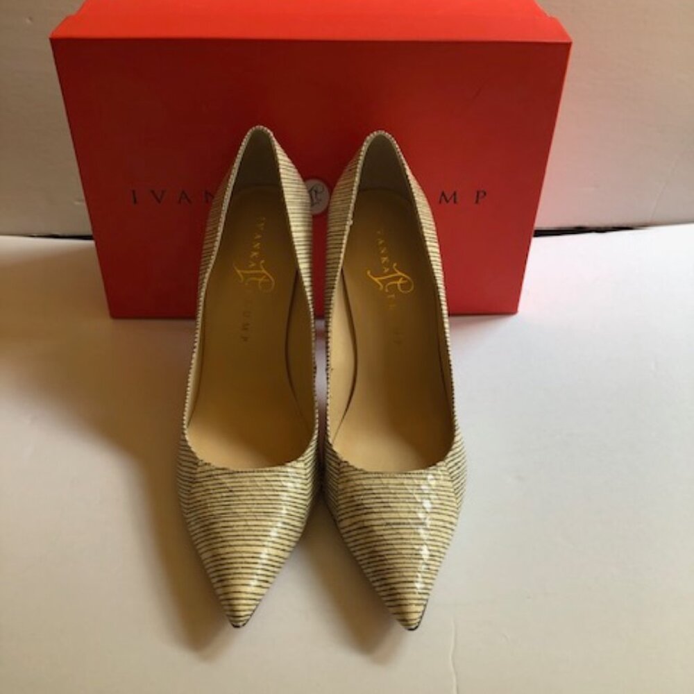 IVANKA TRUMP Black and White Faux Lizard Pumps High Heels Size 8.5 NEW Unworn